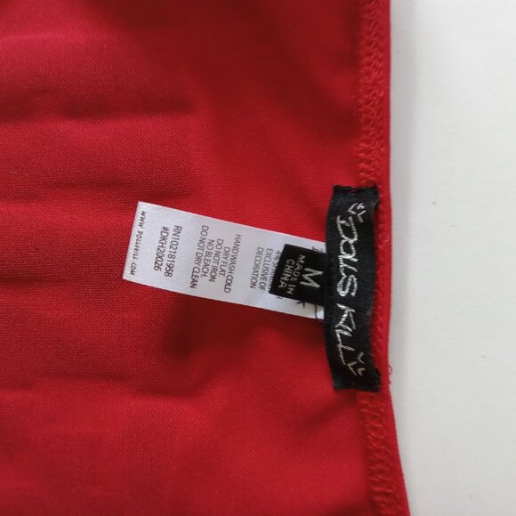 DOLLS KILL Womens Med Derby 666 Cheerleader Halloween Red Crop Tank Top Shirt - Picture 4 of 9